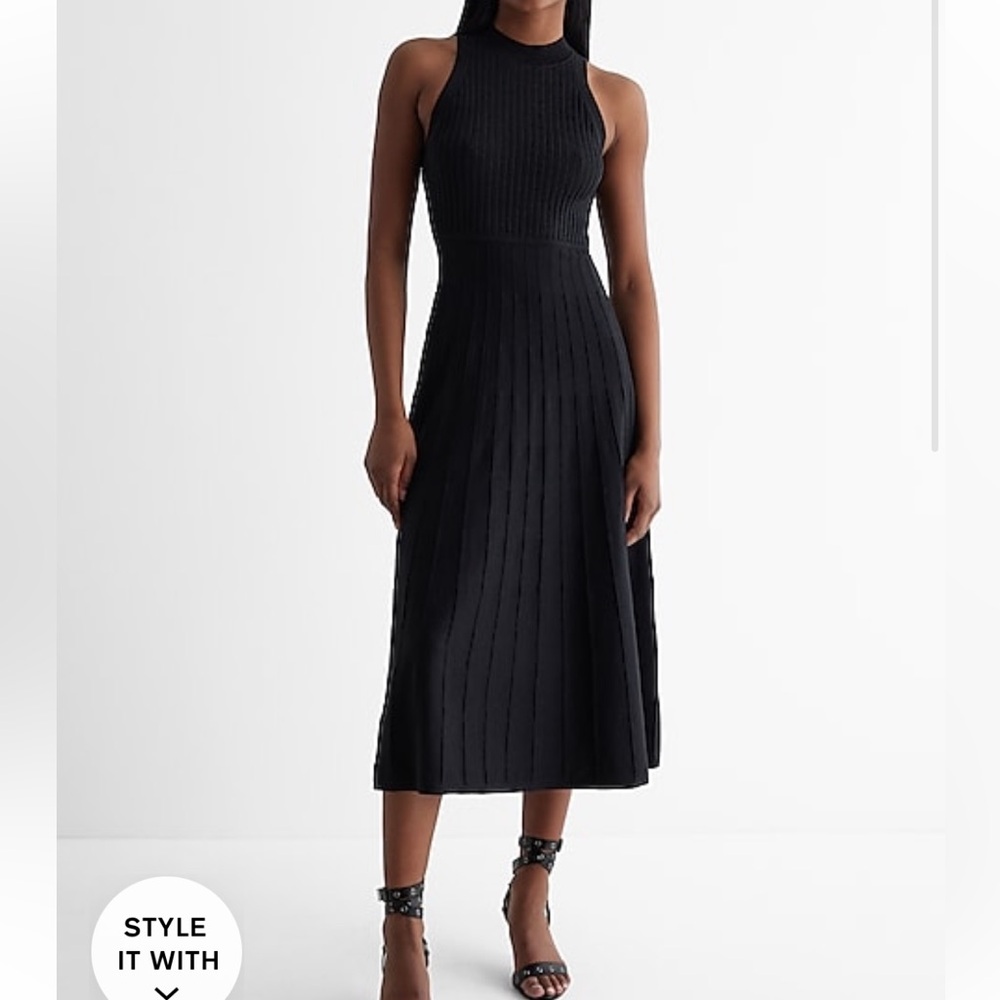 Pleated mock neck midi dress: EXPRESS